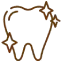 Brown line drawing of a goat standing in profile view.