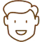 Smiling cartoon face outline representing a happy dental patient or person receiving dental care.