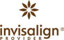Invisalign logo with brown starburst design and company name text